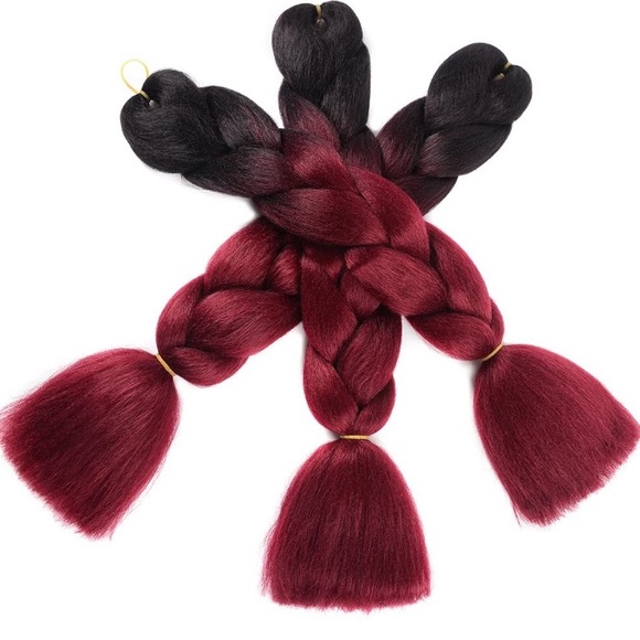 3 packs of Black & burgundy ombré braiding hair